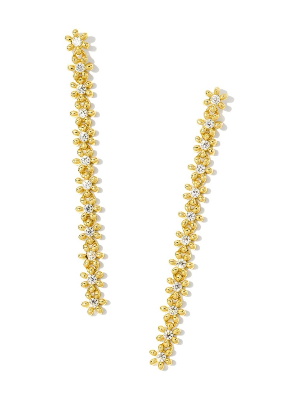 Kendra Scott Nydia Linear Earrings White Crystal Gold